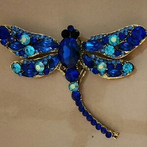 Blue and Gold Dragonfly Brooch